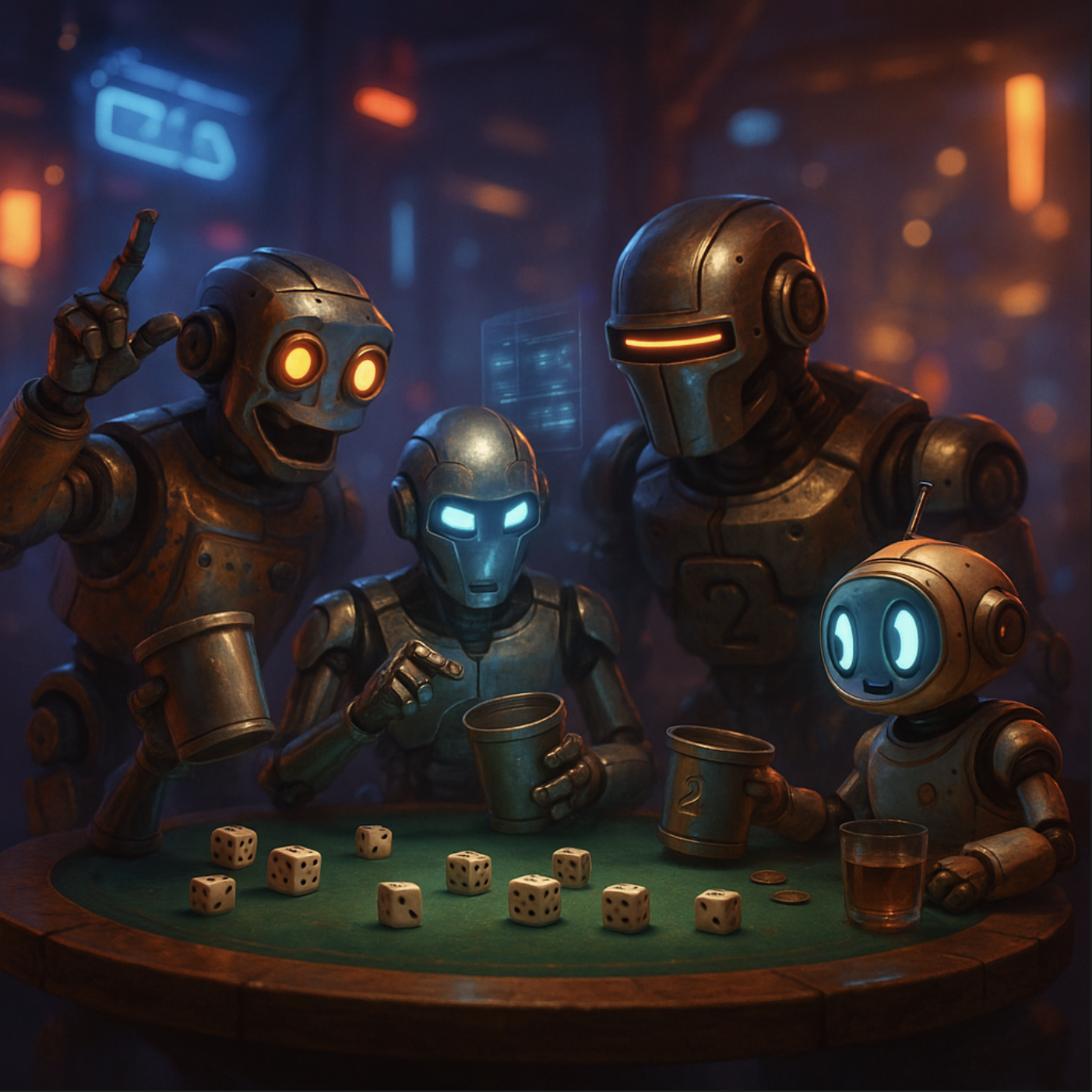 Liar's Dice AI backrooms webapp screenshot